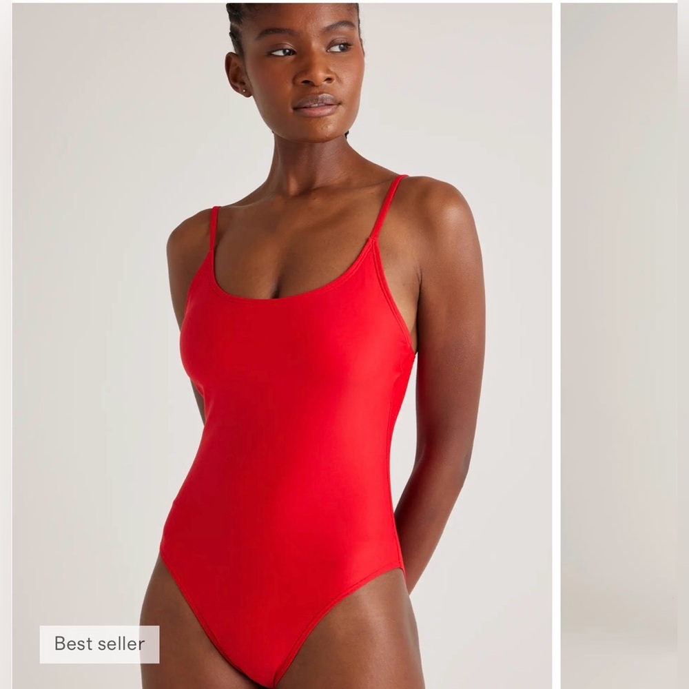Quince The Italian Cami Swimsuit in Cherry